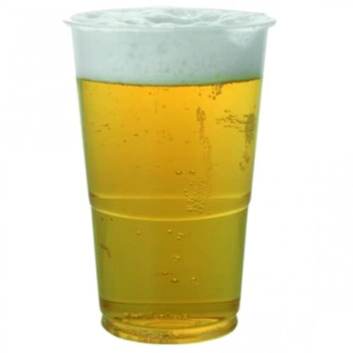 AIOS Disposable Pint Glasses Made from Shatter and Crackproof Recyclable PET Plastic (Pack of 100)