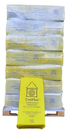 Latzel Dämmstoffe Zellulosedämmung als Fußbodenschüttung 21 Säcke 296 kg, Lambda D = 0,038 W/m2K, 2,5-3 Säcke pro 1 m3 (1000l) Fußbodenschüttung