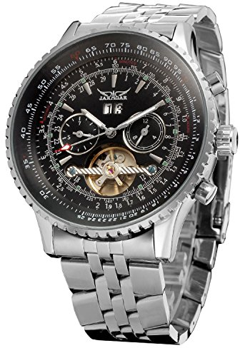 FORSINING Men's Self Winding Waterproof Automatic Stainless Steel Skeleton Tourbillon Calendar Wrist Watch