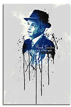 Paul Sinus Art Frank Sinatra 90x 60cm Keilrahmenbild Kunstbild Aquarell Art Wandbild auf Leinwand fertig gerahmt Original Unikat