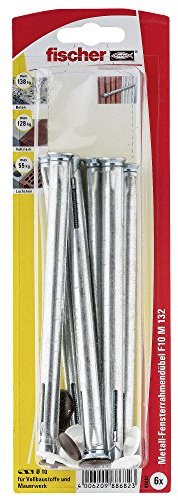 Fischer Fensterrahmendübel F 10 M 132 K SB-Karte, Inhalt: 6 x Metallrahmendübel, 6 x Abdeckkappe weiß/dunkelbraun, 088682