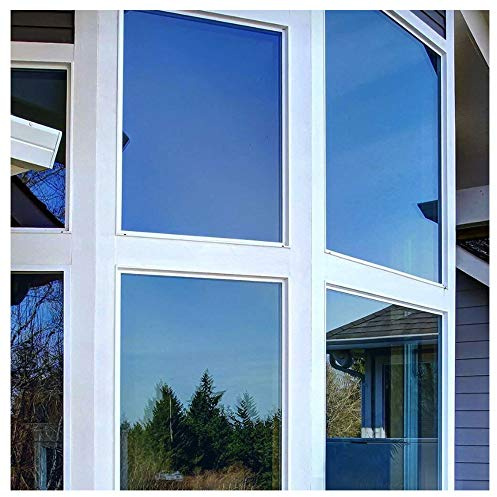 BDF PRBL Window Film Premium Color High Heat Control and Daytime Privacy Blue Outside, Silver Inside - 36in X 24ft