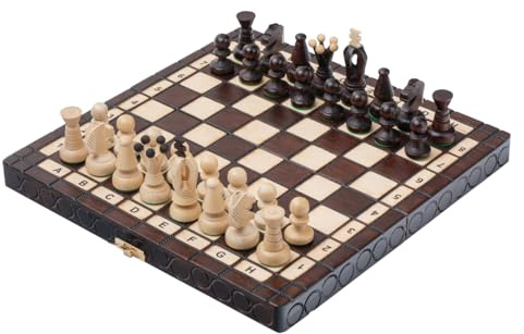 ROYAL Chess Set | Master of Chess | Schachbrett Holz Hochwertig 30cm | Handgemachtes Schachbrett mit Figuren Klein Schachspiel Holz für Kinder und für Erwachsene
