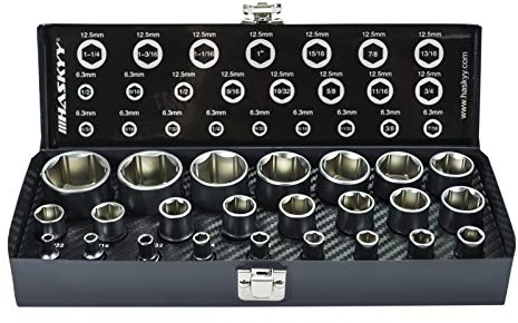 24tlg Zoll Stecknüsse I Harley-Zoll-Steckschlüssel I 5/32 - 1.1/4 Nusskasten I Werkzeug Satz I Harley-Schlüssel-Nüsse 24-tlg