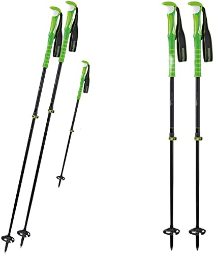 Komperdell C7 Titanal Carbon Skitourenstock, Wanderstock Trekkingstock Gewicht 190g, Schwarz/Grün/Transparentes-Weiß