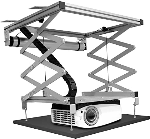 celexon elektrischer Beamer-Deckenlift PL1000 | Hub max. 90cm ausfahrbar | höhenverstellbare Projektor-Halterung zum Einfahren, bündiger Abschluss | für abgehängte Decken geeignet, inkl. Wandschalter
