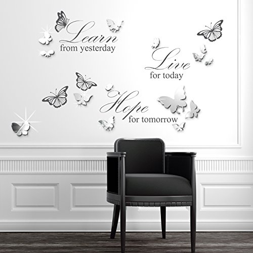 Walplus ESPEJO 3d mariposas 50x70 cm Adhesivos de pared extraíble Autoadhesivo Arte Mural VINILO DECORACIÓN HOGAR BRICOLAJE Living Oficina Dormitorio Decor papel pintado HABITACIÓN INFANTIL REGALO