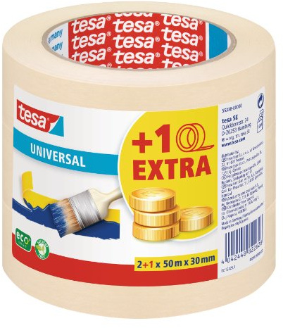tesa Malerband für einfache Malerarbeiten, 3er Pack, 50 m x 30 mm