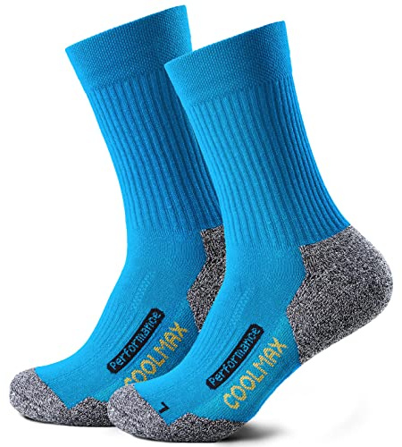 Piarini 2 par Coolmax vandringsstrumpor sommar kort, andas, anti-bubblor och poslterade – utomhus vandringsstrumpor kvinnor män – storlek 35–38 till 47–50, bensin, 39-42 EU