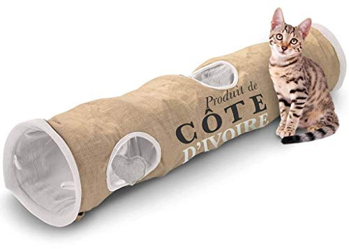 D&D Home Cat Tunnel Cote D'Ivoire 25x120 cm Brown and White 434/436448 D&D