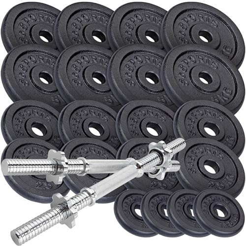 ScSPORTS® Hantelscheiben 30 mm 15/20/25/30/40 kg oder 70 kg Hantelset | aus Gusseisen, für Langhantel, Kurzhantel und SZ-Stange; Gewichtsscheiben für Krafttraining und Home Gym