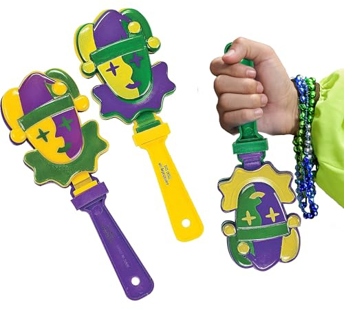 Mardi Gras Hand Clappers (set of 12) Fun Party Supplies and Noise Makers for Kids and Adults