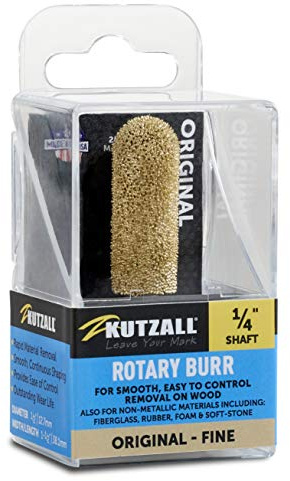 Kutzall Fraise Rotative Original à Bille, Axe 1⁄4, Fine - Accessoires de Travail du Bois pour Bosch, Milwaukee, etc. Carbure de Tungstène Abrasif, 12.7mm X 38.1mm de Longueur, BN-12X112G