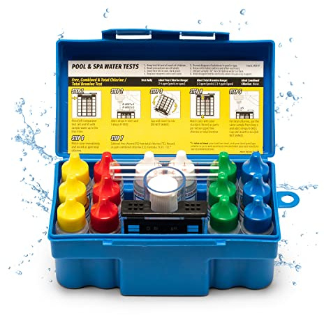 Taylor K-1005 DPD, 9-in-1 Pool Test Kit for Free & Total Chlorine, Bromine, pH, Base Demand, Alkalinity, Calcium Hardness, Cyanuric Acid | Made in The USA, 1 Count