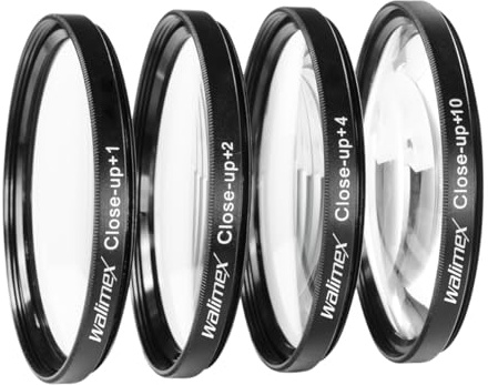 Walimex Set 4X Close up Makrolinsen/Nahlinsen - für 72 mm Gewinde - inkl. +1/+2/+4/+10 Dioptrien - Kamera Foto Zubehör für Makrofotografie Macro Shots Makro Objektiv