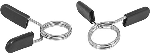 GORILLA SPORTS® Federverschlüsse 30/31 mm, 1 Paar, Stahl, verchromt | Für Kurz- und Langhantelstangen ohne Gewinde, mit starker Klemmwirkung und Gummi-Endkappen für schnellen Gewichtswechsel
