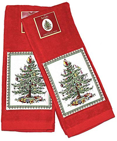 Spode Christmas Tree Küchentuch, Motiv roter Baum, 2 Stück
