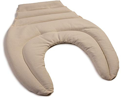 Coussin tour de cou compartimenté avec partie dorsale - Tissu bio nature - Coussin aux grains d'épeautre - Coussin de nuque - Coussin chaud pour le dos