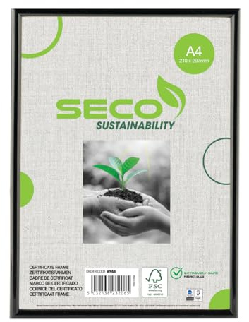 Stewart Superior Seco A4-Holz-Urkundenrahmen mit Perspex-Sicherheitsglas - schwarz