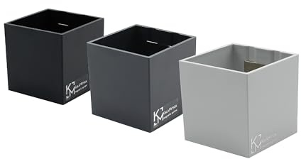 KalaMitica - Set mit 3 Magnetwürfeln, 6,5 cm - Schwarz, Dunkelgrau, Eisgrau - Magnetische Aufbewahrungsboxen oder Vasenhalter mit starkem Magnet für Magnettafeln an der Wand