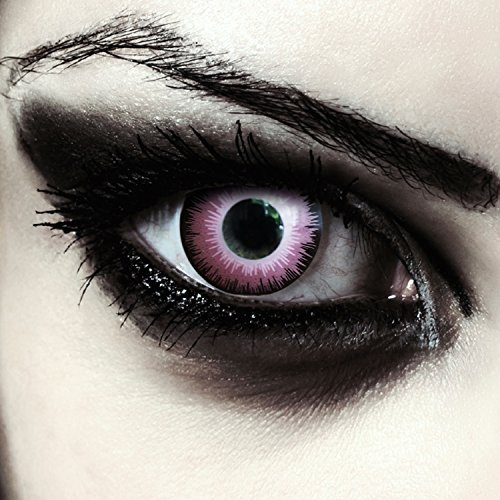 DESIGNLENSES, Knallig pinke farbige Halloween Kostüm Kontaktlinsen, 1 Paar (2 Stück),weiche rosa Farblinsen ohne Stärke, Pink Elfe