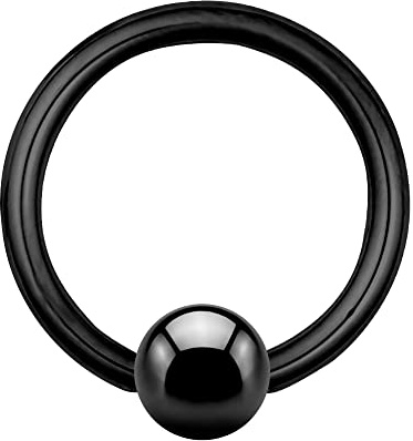 Treuheld® | Klemmkugelring 1,6 mm SCHWARZ - 13 Größen - BCR Piercing (Ball Closure Ring) - Klemmring - mit Kugel - Chirurgenstahl (Edel-Stahl) Septum, Helix, Tragus, Nase, Lippe, Brust, Augenbraue Ohr