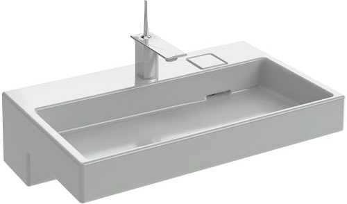 JACOB DELAFON Lavabo Cerámico Autoportante Medidas 80x49 cm Fácil Limpieza y Mantenimiento Un Orificio Central para Grifería EXD112-00