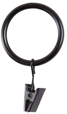 Kenney - Curtain Rings, Durable Metal Rings with Smooth Glide for Easy Opening, Fits 1 to 1-1/4 Diameter Curtain Rods, Black, 14 Pack