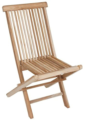 Spetebo Sedia da giardino in legno di teak naturale, 90 x 50 cm, pieghevole, in legno di teak non trattato, pieghevole, da giardino, balcone, terrazza