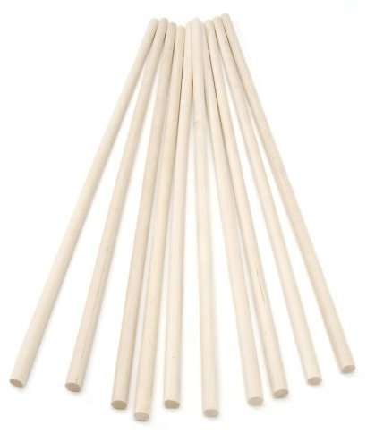 300mm Wooden Sticks - Hardwood Dowels Poles 6mm Diameter 10 Pack