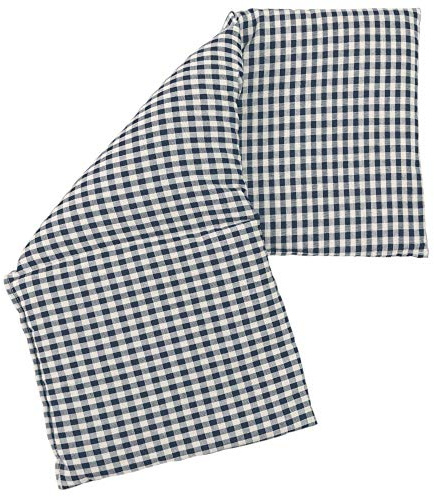 Coussin aux graines de lin 20x50cm compartimenté en trois - Tissu biologique en vichy bleu et blanc - Coussin bouillotte et compresse froide aux graines