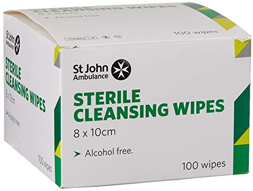 St John Ambulance F115100 Sterile Cleansing Wipes, Pack of 100
