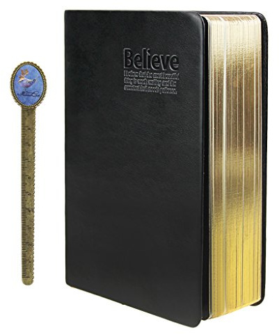 LY® Notizbuch mit Einband aus weichem Kunstleder, dick 640 Seiten, liniert, im Format A5, Tagebuch, Notizbuch, Aufzeichnungen von Geschehnissen im Leben Gold Edge, 480 Blank Pages, Pocket