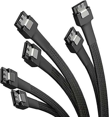 KabelDirekt – 3x SATA-3-Kabel 6 Gb/s – 60 cm, gerade (Datenkabel, 6 Gbit/s, SATA-III/Serial-ATA, L-Stecker, Set aus 3 Kabeln, verbindet Festplatten/SSDs/Laufwerke mit dem Mainboard, schwarz)