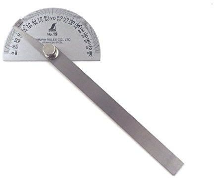 Shinwa Japanische #19 Edelstahl Winkelmesser 0-180 Grad mit Rundkopf