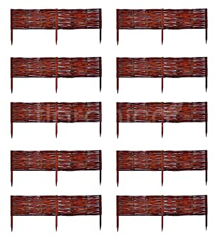 Floranica 10 Stück Beetbegrenzung aus Weide 20 cm x 100 cm Rasenkante aus Weidengeflecht Beeteinfassung Rasenkante Beetzaun Weidenzaun Palisade Abtrennung von Blumenbeetwegen Gartenbeeten
