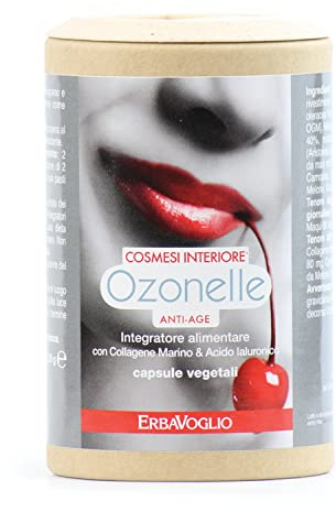 Erbavoglio Ozonelle Cosmesi Interiore Capsule - 60 capsule - Integratore alimentare convenzionale - Anti-age con collagene marino, acido ialuronico e antiossidanti per rigenerare la pelle.