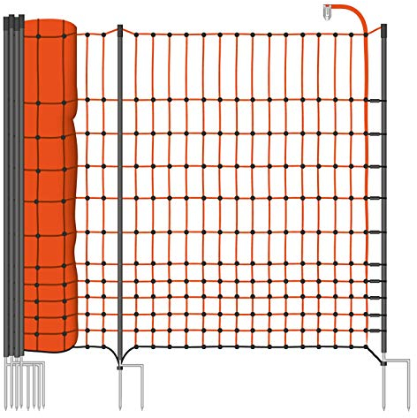VOSS.farming 50 m Premium Hühnerzaun, Geflügelzaun/-Netz, 112 cm, 20 Pfähle, 2 Spitzen