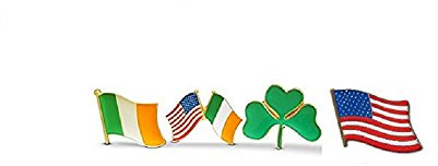 4-Piece Irish & American Flag & Shamrock Lapel or Hat Pin & Tie Tack Set with Clutch Back by Novel Merk,Green,Medium