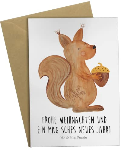 Mr. & Mrs. Panda babykarte Eichhörnchen Weihnachtszeit - Geschenk, Guten Rutsch, Neujahr, Frohe Weihnachten, einladungskarten, hochzeitskarten, Grußkarte, Frohes Neues Jahr, dankeskarten, osterkarten