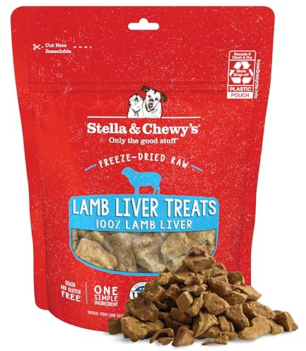 Stella & Chewy's Freeze-Dried Raw Lamb Liver Dog Treats - Single Ingredient, No Additives - Premium Training Treats - Perfect For Picky Eaters - 3oz Bag