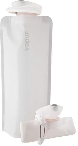 Vapur Borraccia pieghevole con moschettone, bottiglia compatta pieghevole per idratazione in viaggio, ideale per viaggi, escursioni o campeggio, 963,9 g, Whiteout, confezione da 1