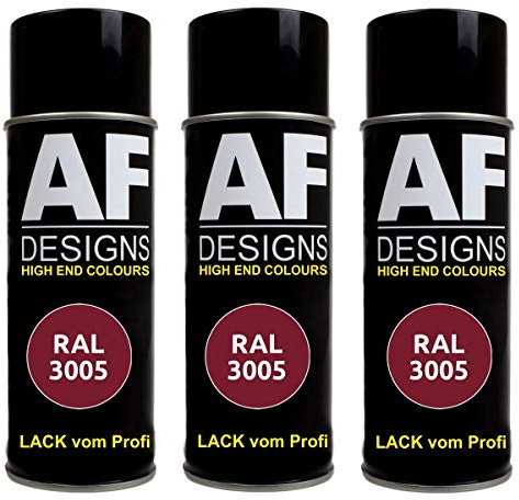 Alex Flittner Designs 3x RAL Lackspray Autolack Buntlack Spraydose RAL3005 WEINROT matt