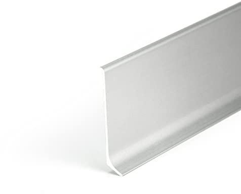 DQ-PP Sockelleiste – 10m (2m x 5) – 59mm – Farbe: Silber – Aluminium – eloxiert – Fussleisten – Bodenleiste – Profil – Abschlussleiste – Fussbodenleiste