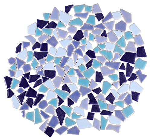 EXCEART Mosaiksteine Basteln Keramik Steine 200G Keramik Chips Blau Füllstoff Bonsai Topf Pflanzer für DIY Vintage Hause Dekoration Glasmalerei Stücke Glasmosaik Mosaiksteine Zum Basteln
