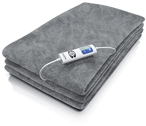 Brandson - Heizdecke - Kuschelheizdecke XXL 180x130 cm TÜV SÜD GS geprüft – Elektrische Wärmedecke mit Timer – Überhitzungsschutz – Abschaltautomatik – 6 Heizstufen - 160 Watt - grau