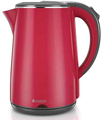 HODAGES Bollitore Elettrico Bollitore Elettrico Bollitore in Acciaio Inox 304 Doppio Antiscottatura capacità 1 8L ZD18A-708G8 Viola-Rosso (Rosso)