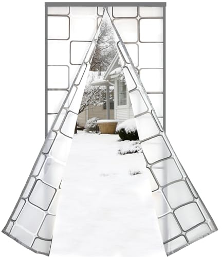 Risareyi Magnetica Tenda Termica Isolante Freddo e Caldo per Porte Finestre | 100x200cm, Grigio, Traslucido EVA Copertura Porta da Interno Esterno, Impermeabile, Antivento, Chiusura Automatica