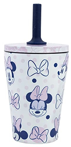 Stor EDELSTAHL-THERMOBECHER MIT SILIKONSTROHHALM | MINNIE MOUSE MOUSE