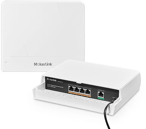 MokerLink 5 Port Outdoor Gigabit POE Switch, mit 4 POE+ Ports 1000Mbps, 78W IEEE802.3af/at, Wetterfester Unmanaged Plug and Play Lüfterloser Switch